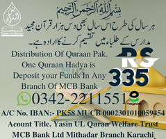 need donation for quraan pak