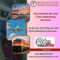 Book Hi-tech Panchmukhi Air and Train Ambulance Service in Kolkata with Advanced ICU Facility